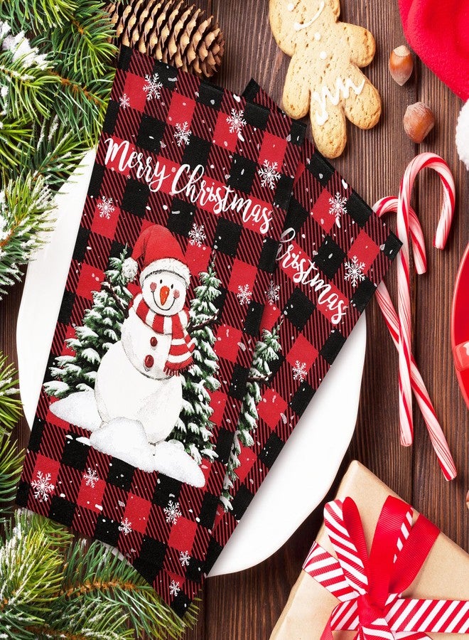 Whaline 100Pcs Winter Plaids Guest Napkins Christmas Snowman Disposable Napkins Red Black Buffalo Plaid Paper Napkins Winter Xmas Decorative Hand Towels for Home Kitchen Restaurant Tableware Decor - Image 4